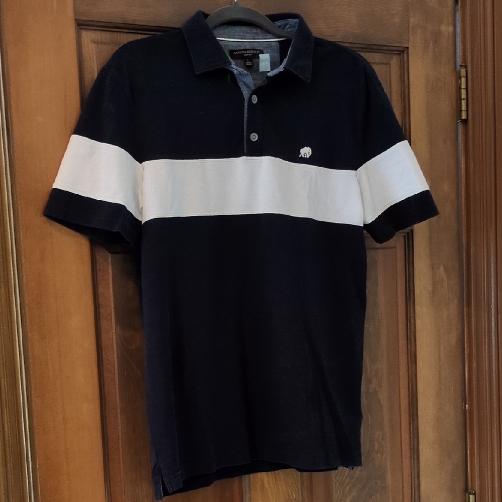 Banana Republic Navy and White Polo Shirt